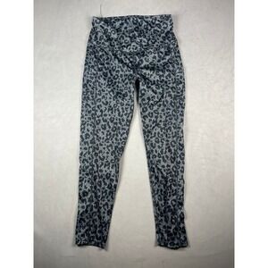 Lit 26 Womens High Rise Leopard Print Activewear Leggings with Pockets Gray L
